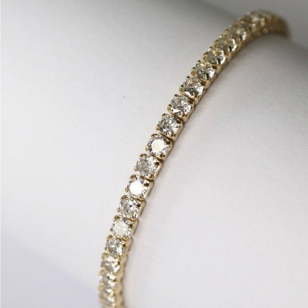 5.83CT Round 3mm Moissanite Tennis Bracelet 14k Gold Vermeil - 7" Length - NEW
